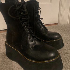 Black Lace-up Platform Boots